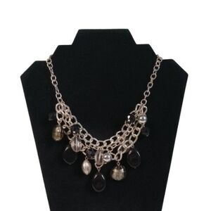 Black and Silver Toned Assorted Dangle Beads Bib Collar Style Statement Necklace